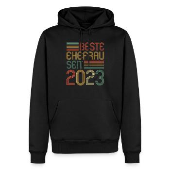 Meilleure épouse depuis 2023 1er anniversaire de mariage - Sweat à capuche Premium bio Homme - noir - Devant - Nico (187cm)