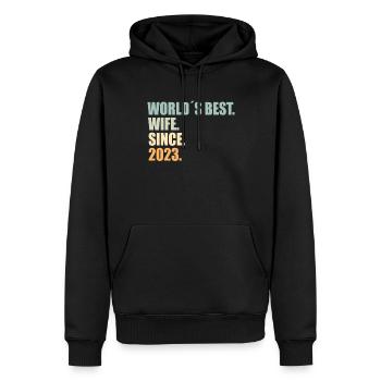 Meilleure épouse depuis 2023 1er anniversaire de mariage - Sweat à capuche Premium bio Homme - noir - Devant - Nico (187cm)