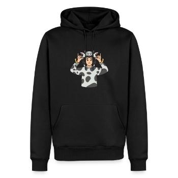 Kuh Tier ASL Hand Geste Taub Taubstumm - Männer Premium Bio Hoodie - Schwarz - Vorne - Nico (187cm)