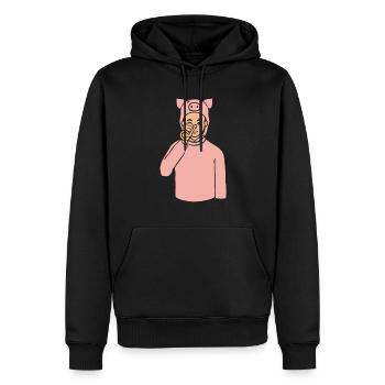 Schwein Tier ASL Hand Geste Gebärdensprache - Männer Premium Bio Hoodie - Schwarz - Vorne - Nico (187cm)