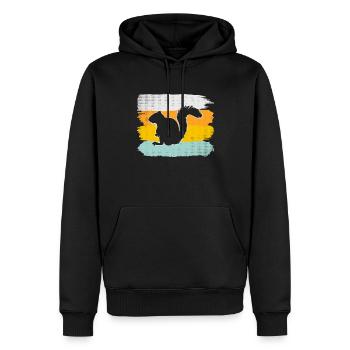 Écureuil Rétro - Sweat à capuche Premium bio Homme - noir - Devant - Nico (187cm)