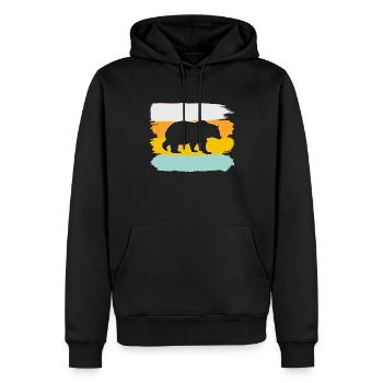 Ours Rétro - Sweat à capuche Premium bio Homme - noir - Devant - Nico (187cm)