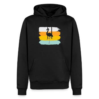 Flamant rose Rétro - Sweat à capuche Premium bio Homme - noir - Devant - Nico (187cm)