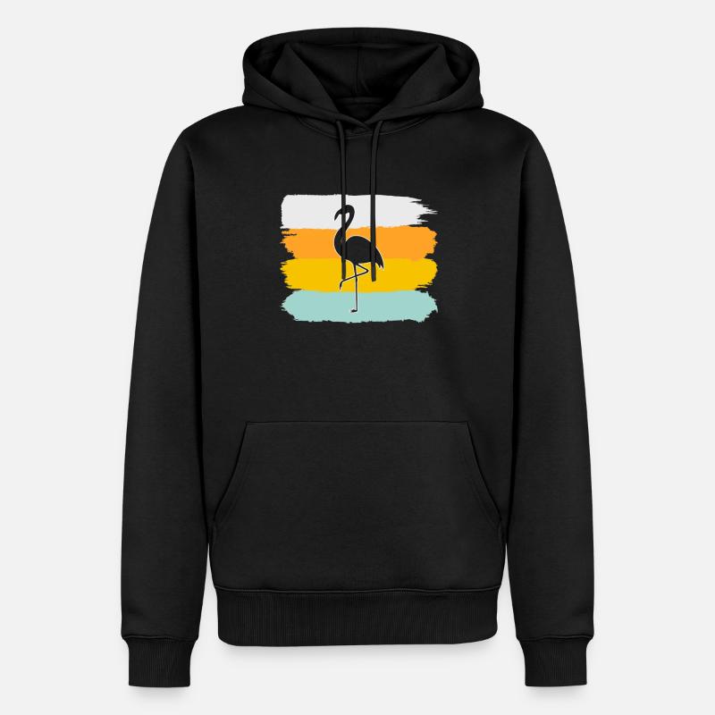 Flamant rose Rétro - Sweat à capuche Premium bio Homme - noir