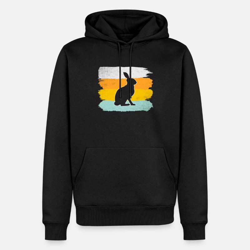 Hase Retro - Männer Premium Bio Hoodie - Schwarz