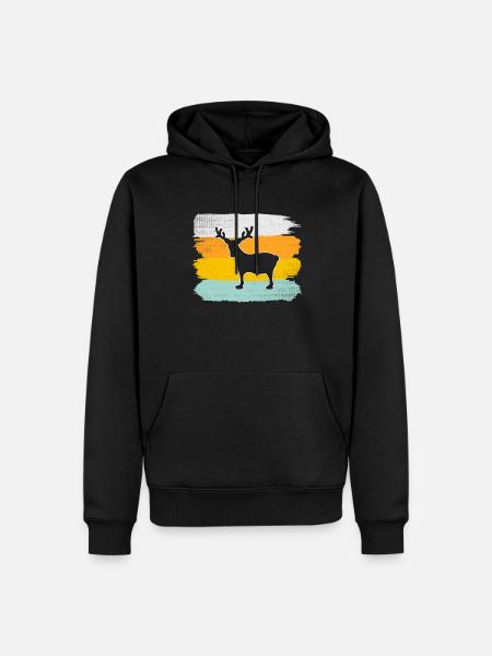 Elch Retro - Männer Premium Bio Hoodie - Schwarz