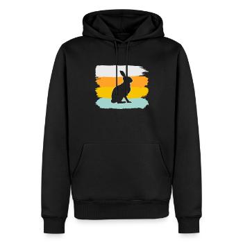Lapin Rétro - Sweat à capuche Premium bio Homme - noir - Devant - Nico (187cm)