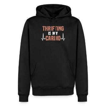 Secondhandladen Secondhand Öko Hipster Gebraucht - Männer Premium Bio Hoodie - Schwarz - Vorne - Nico (187cm)