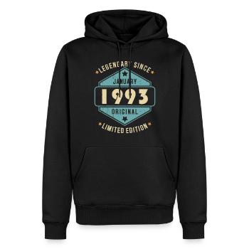 Legendary Since January 1993 Limited Edition - Männer Premium Bio Hoodie - Schwarz - Vorne - Nico (187cm)