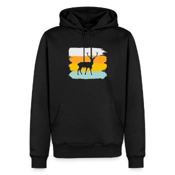 Hirsch Rétro - Sweat à capuche Premium bio Homme - noir - Devant - Nico (187cm)