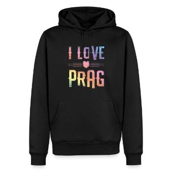 I Love Prag - Männer Premium Bio Hoodie - Schwarz - Vorne - Nico (187cm)