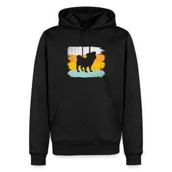 Mops Retro - Männer Premium Bio Hoodie - Schwarz - Vorne - Nico (187cm)