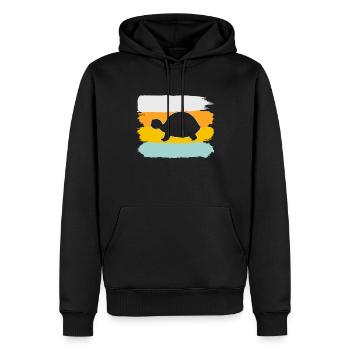 Tortue Rétro - Sweat à capuche Premium bio Homme - noir - Devant - Nico (187cm)
