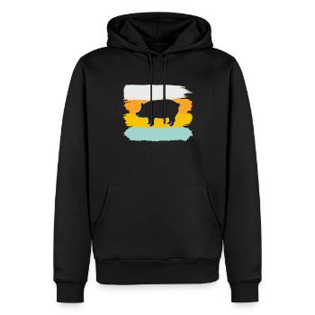 Schwein Retro - Männer Premium Bio Hoodie - Schwarz - Vorne - Nico (187cm)
