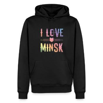 I Love Minsk - Männer Premium Bio Hoodie - Schwarz - Vorne - Nico (187cm)