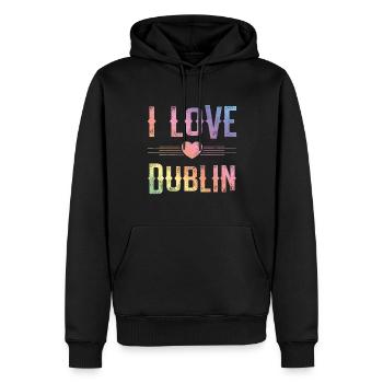 J’adore Dublin - Sweat à capuche Premium bio Homme - noir - Devant - Nico (187cm)