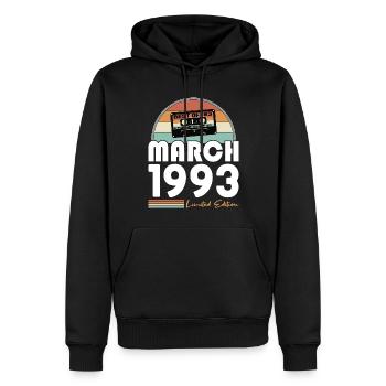 30. Geburtstag Jahrgang 1993 Best of März 1993 - Männer Premium Bio Hoodie - Schwarz - Vorne - Nico (187cm)