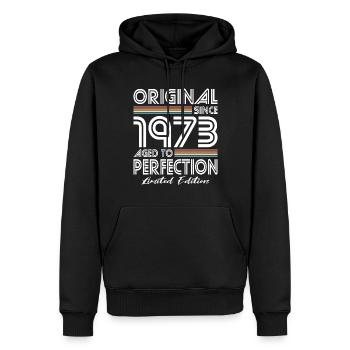 50e anniversaire né en 1973 Original depuis 1973 - Sweat à capuche Premium bio Homme - noir - Devant - Nico (187cm)