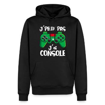 J'Peux Pas J'ai Console idee cadeau ado garçon - Sweat à capuche Premium bio Homme - noir - Devant - Nico (187cm)