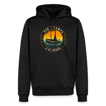 Pas L'Temps J'ai Pêche cadeau pour Hommes - Sweat à capuche Premium bio Homme - noir - Devant - Nico (187cm)