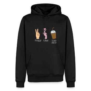 Peacelove-iced coffee-lover-caffeine-drinker - Men’s Premium Organic Hoodie - black - Front - Nico (187cm)