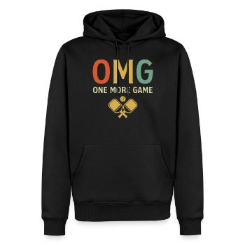Pickleball Un match de plus OMG - Sweat à capuche Premium bio Homme - noir - Devant - Nico (187cm)