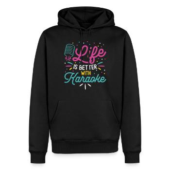 Karaoké Chanteur 80s Retro La vie est - Sweat à capuche Premium bio Homme - noir - Devant - Nico (187cm)