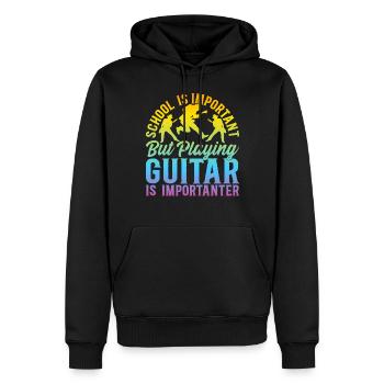 Jouer de la guitare est plus important - Jouer de la guitare Gui - Sweat à capuche Premium bio Homme - noir - Devant - Nico (187cm)