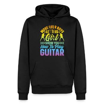 Guitariste Filles Guitariste - Funny Guitar Playe - Sweat à capuche Premium bio Homme - noir - Devant - Nico (187cm)