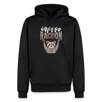 ILY Waschbär ASL Handgesten Gebärdensprache - Männer Premium Bio Hoodie - Schwarz - Vorne - Nico (187cm)