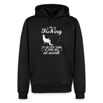 Drôle de conception de pêche Femmes Pêcheurs - Sweat à capuche Premium bio Homme - noir - Devant - Nico (187cm)