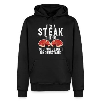 Steak Lover Steak Cadeau - Sweat à capuche Premium bio Homme - noir - Devant - Nico (187cm)