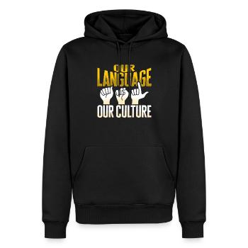 ASL Handgesten Gehörlose Schwerhörigkeit - Männer Premium Bio Hoodie - Schwarz - Vorne - Nico (187cm)
