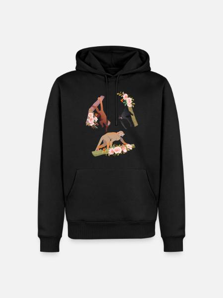 Orangutang Abe Blomster Aber - Herre Premium økologisk hoodie - sort