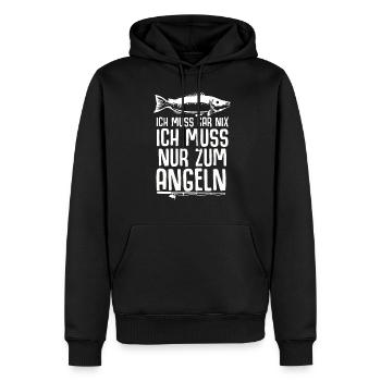 Angeln Tshirt Mann Fischer Rute Fischfang Fishing - Männer Premium Bio Hoodie - Schwarz - Vorne - Nico (187cm)
