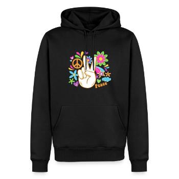Hippie - Männer Premium Bio Hoodie - Schwarz - Vorne - Nico (187cm)