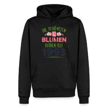 Jahrgang 1993 Blumen Spruch Geburtstag Geschenk - Männer Premium Bio Hoodie - Schwarz - Vorne - Nico (187cm)