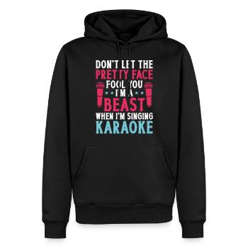 Chanteur de karaoké Ne laissez pas le - Sweat à capuche Premium bio Homme - noir - Devant - Nico (187cm)