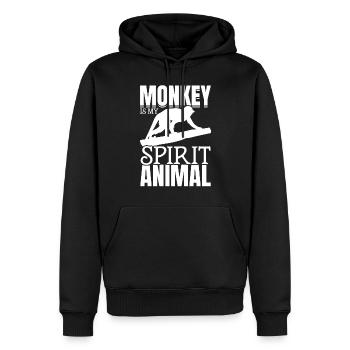 Le singe est mon animal spirituel - Orange Monkey Love - Sweat à capuche Premium bio Homme - noir - Devant - Nico (187cm)