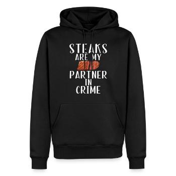 Cadeau de steak amateur de steak - Sweat à capuche Premium bio Homme - noir - Devant - Nico (187cm)
