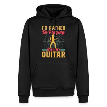 Bassiste - Je préfère jouer avec mon gui - Sweat à capuche Premium bio Homme - noir - Devant - Nico (187cm)