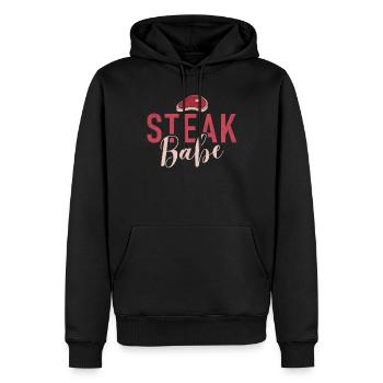Cadeau de steak amateur de steak - Sweat à capuche Premium bio Homme - noir - Devant - Nico (187cm)