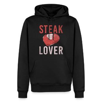 Cadeau de steak amateur de steak - Sweat à capuche Premium bio Homme - noir - Devant - Nico (187cm)