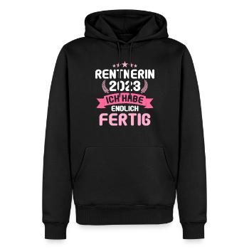 Rente 2023 Retraite Adieu Retraité 2023 - Sweat à capuche Premium bio Homme - noir - Devant - Nico (187cm)