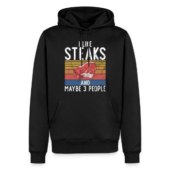 Steak Lover Steak Cadeau - Sweat à capuche Premium bio Homme - noir - Devant - Nico (187cm)