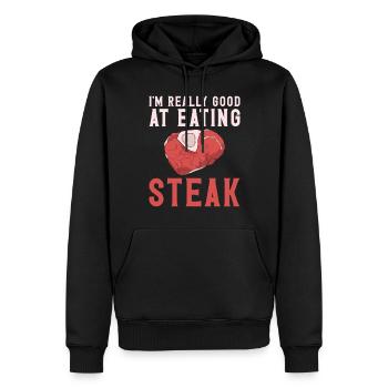 Steak Lover Steak Cadeau - Sweat à capuche Premium bio Homme - noir - Devant - Nico (187cm)