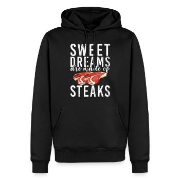Cadeau de steak amateur de steak - Sweat à capuche Premium bio Homme - noir - Devant - Nico (187cm)