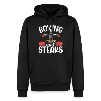 Cadeau de steak amateur de steak - Sweat à capuche Premium bio Homme - noir - Devant - Nico (187cm)
