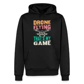 Pilote de drone quadricoptère - Drone volant C’est mon Ga - Sweat à capuche Premium bio Homme - noir - Devant - Nico (187cm)