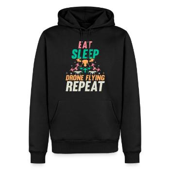 Pilote de drone quadricoptère - Eat Sleep Drone Flying Re - Sweat à capuche Premium bio Homme - noir - Devant - Nico (187cm)